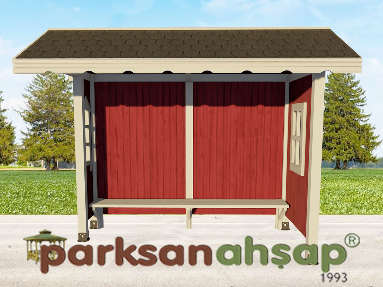 Ahşap Otobüs Durağı - 70610